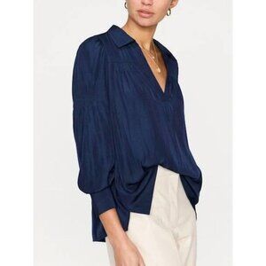 BROCHU WALKER The Anson Blouse Navy Size M